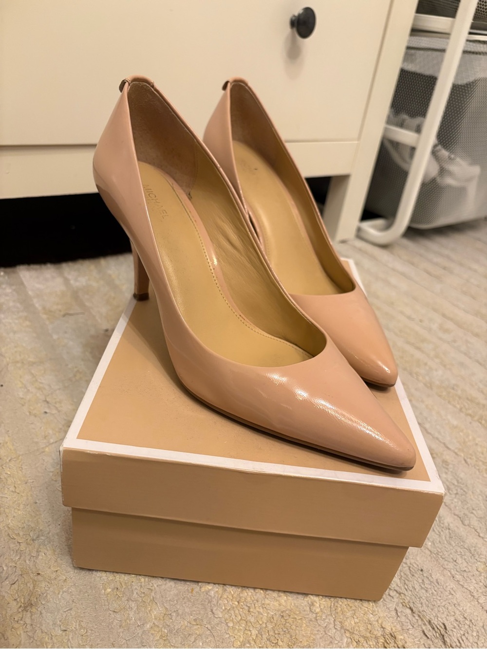 Michael Kors Blush Beige Patent Leather Pointed-Toe Heels